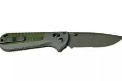 Couteau pliant Benchmade Redoubt 430SBK lame semi-dentelée manche Grivory gris/vert 12cm