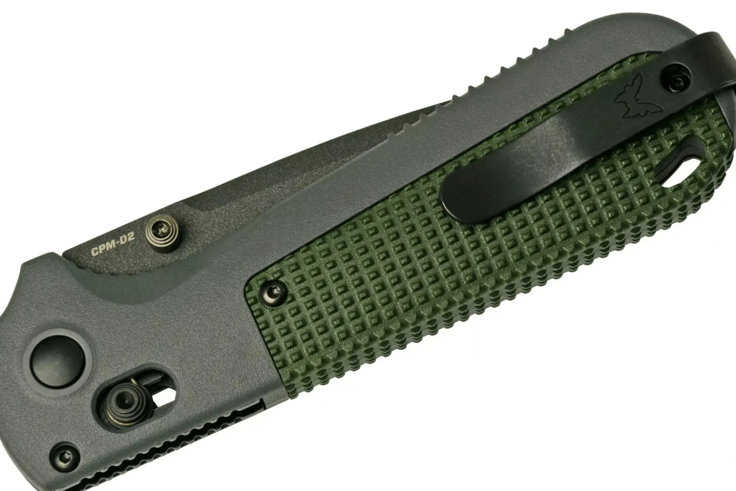 Couteau pliant Benchmade Redoubt 430SBK lame semi-dentelée manche Grivory gris/vert 12cm