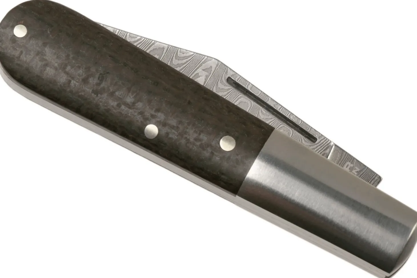 Couteau pliant Böker Barlow M4 Sherman Damas 110038DAM manche en micarta marron et inox 8,8cm + étui feutre