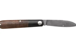 Couteau pliant Böker Barlow Prime Tirpitz Damas 117942DAM manche micarta noir et noyer 8,4cm + étui en feutre