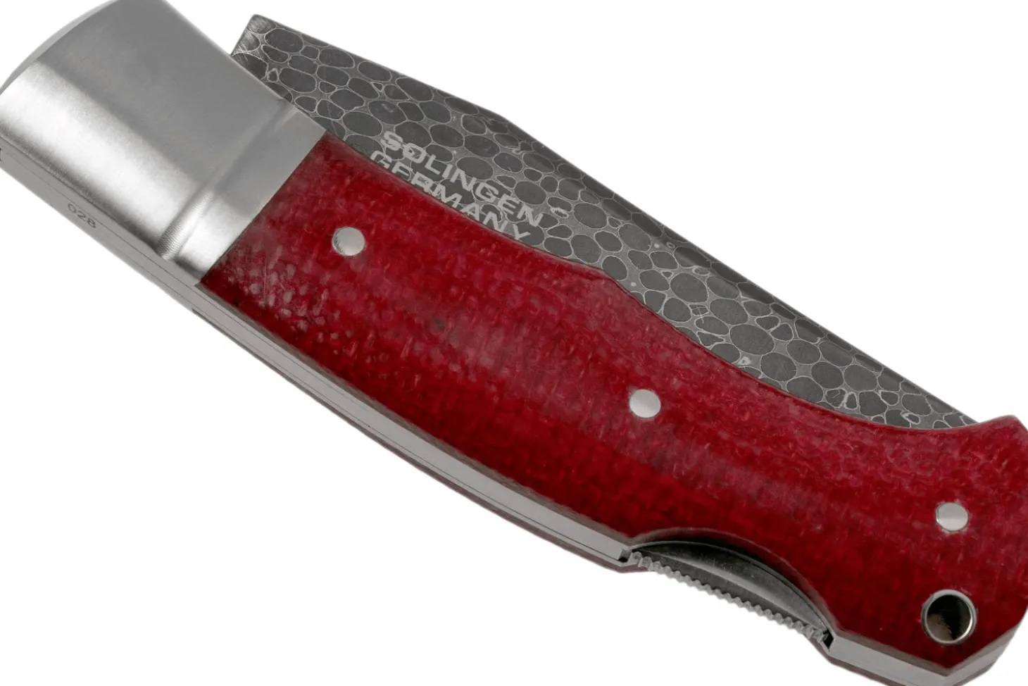 Couteau pliant Böker Boxer Damascus 111025DAM manche en micarta bordeaux 10,3cm