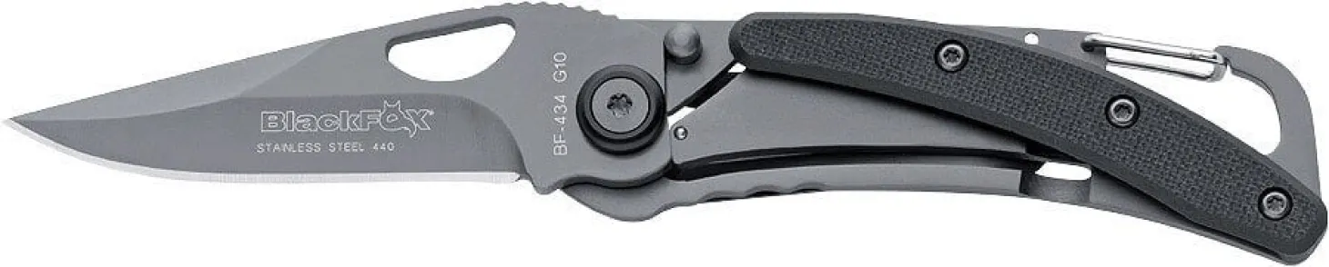 Couteau pliant BLACK FOX BF-434 G10/titanium noir 9cm mousqueton