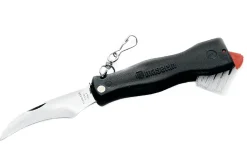 Couteau pliant à champignon Maserin noir 11cm + brosse intégrée