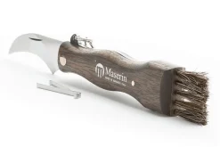 Couteau pliant à champignons Maserin manche noyer 11cm + brosse intégrée