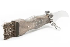 Couteau pliant à champignons Maserin manche noyer 11cm + brosse intégrée