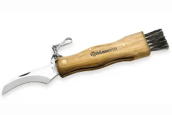Couteau pliant à champignons Maserin manche olivier 12cm + brosse intégrée