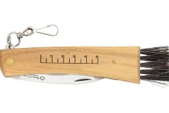 Couteau pliant à champignons Maserin manche olivier 12cm + brosse intégrée
