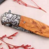 Couteau pliant 9,5cm Kutoyama effet plume manche olivier