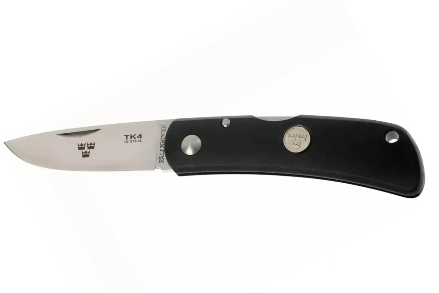 Couteau pliant Fallkniven TK4 Tre Kronor manche grilon noir 9,5cm + étui Cordura