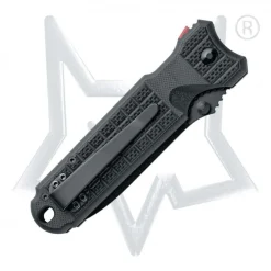 Couteau pliant FOX 1446 Predator 2F à dents manche 12cm forprène noir