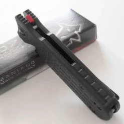 Couteau pliant FOX 1446 Predator 2F à dents manche 12cm forprène noir