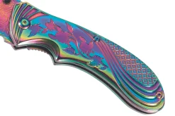Couteau pliant Herbertz 577910 manche en acier inox avec revêtement titane arc-en-ciel 10cm