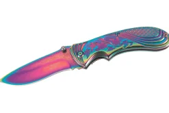 Couteau pliant Herbertz 577910 manche en acier inox avec revêtement titane arc-en-ciel 10cm