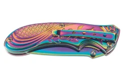 Couteau pliant Herbertz 577910 manche en acier inox avec revêtement titane arc-en-ciel 10cm