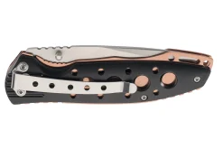 Couteau pliant Herbertz 568411 manche ajouré en alu noir / plaquette inox bronze 11,5cm