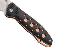 Couteau pliant Herbertz 568411 manche ajouré en alu noir / plaquette inox bronze 11,5cm
