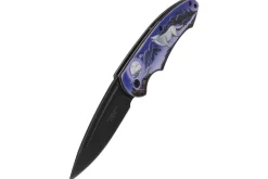 Couteau pliant Herbertz 587712 manche aluminium décoration 3D motif loup 11,5cm