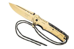 Couteau pliant Herbertz 567112 manche inox doré 12cm + lacet paracord