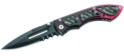 Couteau pliant Herbertz 240811 semi denté manche métal noir/rouge 11cm