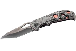 Couteau pliant Herbertz 591912 tout acier inox stonewashed décor tête de mort 11,8cm