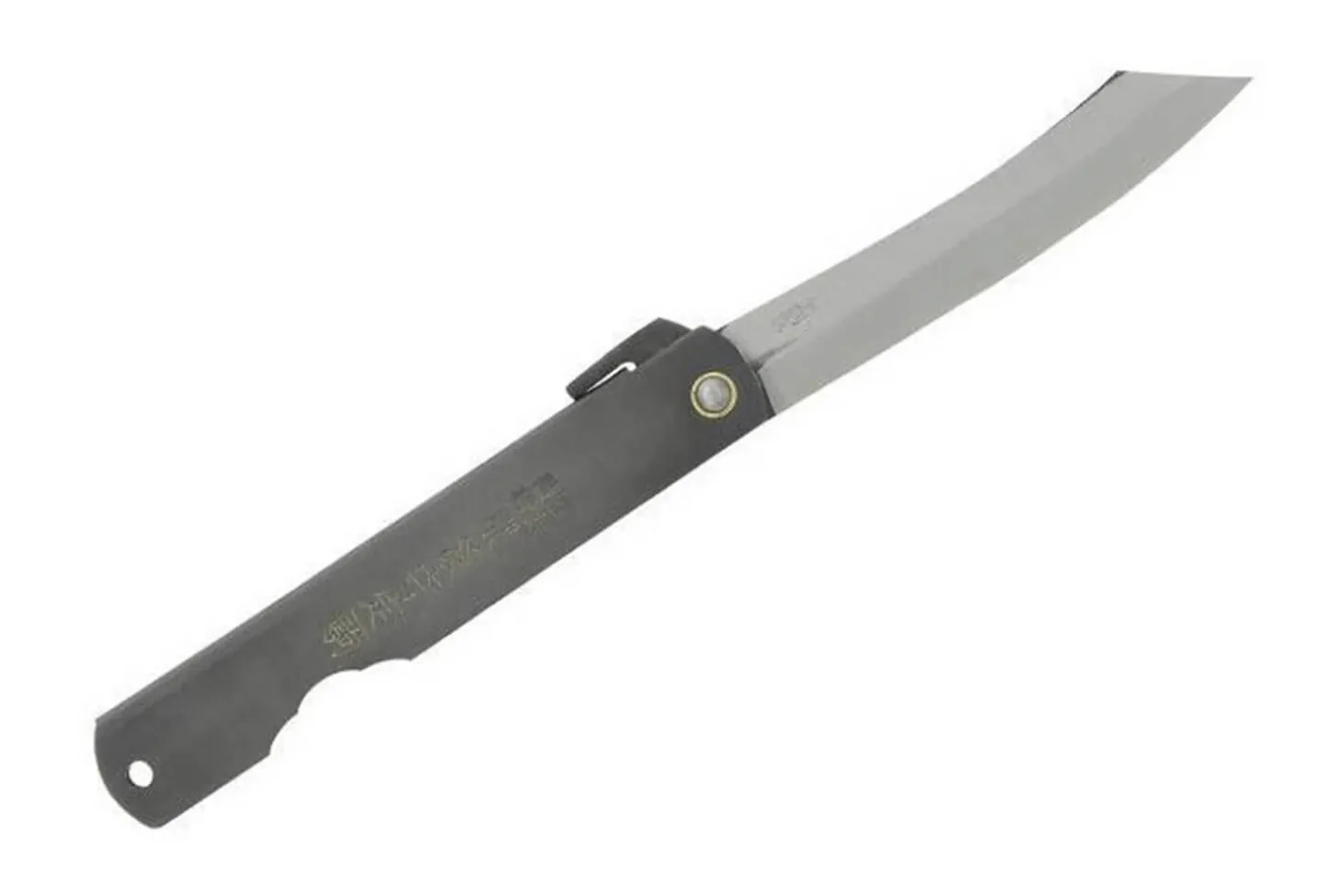 Couteau pliant Higonokami 669 acier carbone manche noir gravé 9.5cm en acier