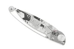 Couteau pliant K2 Elegance K2.24M manche inox décor monstera 11,5cm + étui suédine