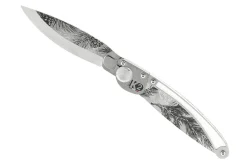 Couteau pliant K2 Elegance K2.23M manche inox décor pins 11,5cm + étui suédine