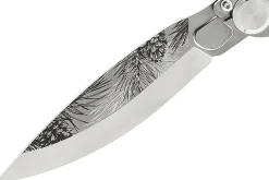 Couteau pliant K2 Elegance K2.23M manche inox décor pins 11,5cm + étui suédine