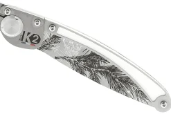 Couteau pliant K2 Elegance K2.23M manche inox décor pins 11,5cm + étui suédine