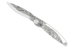 Couteau pliant K2 Elegance K2.22M manche inox décor magnolia 11,5cm + étui suédine