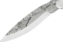 Couteau pliant K2 Elegance K2.22M manche inox décor magnolia 11,5cm + étui suédine