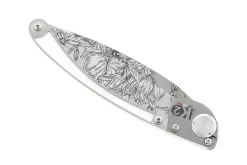 Couteau pliant K2 Elegance K2.22M manche inox décor magnolia 11,5cm + étui suédine