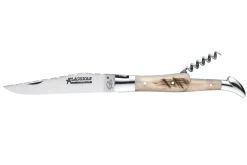 Couteau pliant Laguiole GILLES 8632 manche corne de bélier 12cm avec tire bouchon
