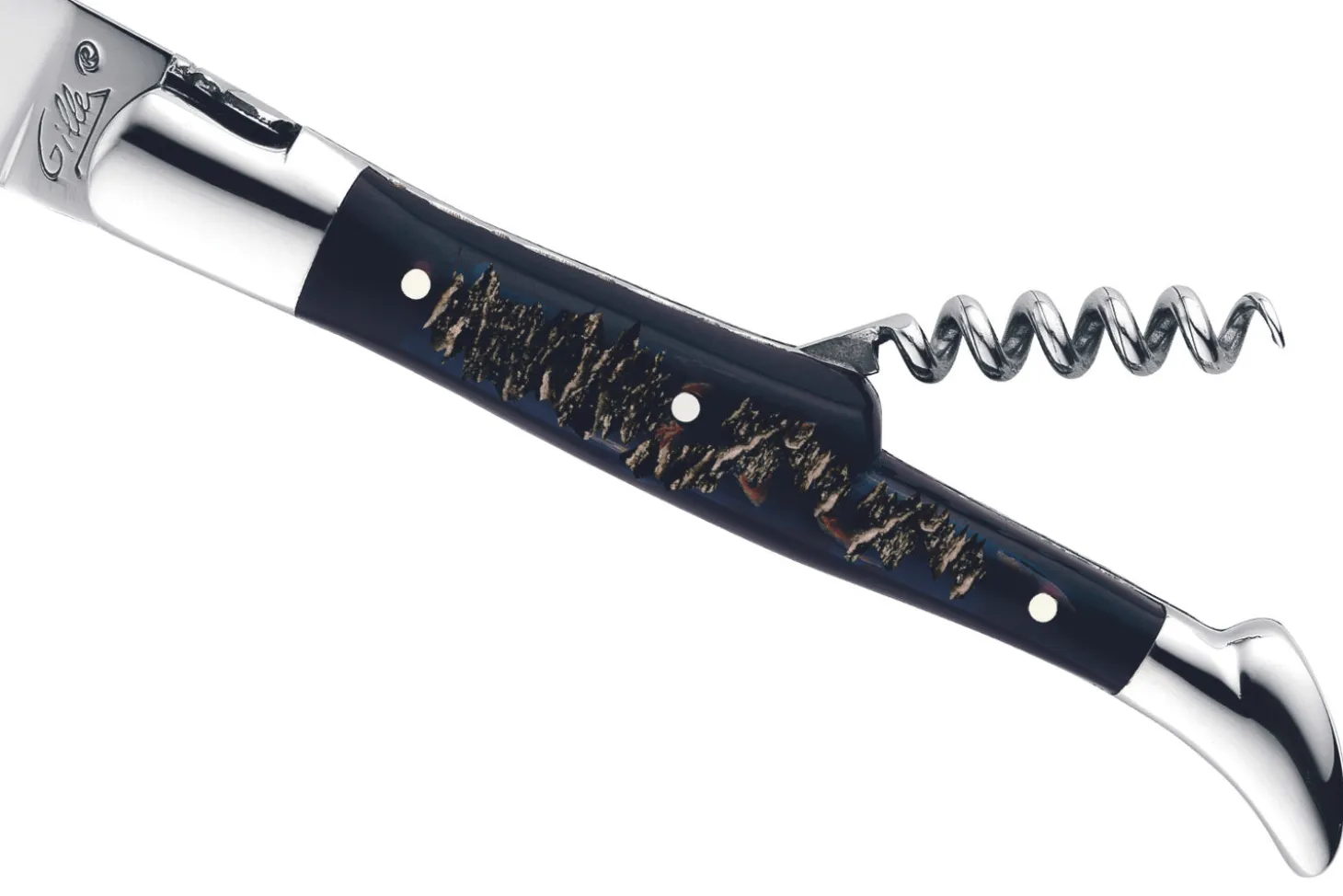 Couteau pliant Laguiole GILLES 8692 manche corne de buffle brute 12cm avec tire-bouchon