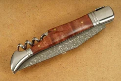 Couteau pliant Laguiole Herbertz 231712 lame damassée manche bois de cognassier 12cm + tire-bouchon
