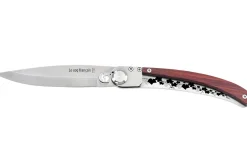 Couteau pliant Le Coq Français Bordeaux Red Heart artisanal manche bois rouge 11,5cm + étui