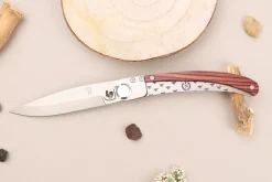 Couteau pliant Le Coq Français Napoléon Ier artisanal manche bois de violette 11,5cm + étui