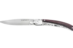 Couteau pliant Le Coq Français Vercingétorix artisanal manche bois de violette 11,5cm + étui