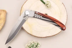 Couteau pliant Le Coq Français Bretagne artisanal manche bois de violette 11,5cm + étui