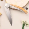 Couteau pliant Le Coq Français Chemin de Saint-Jacques artisanal manche bois d'olivier 11,5cm + étui