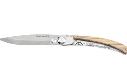 Couteau pliant Le Coq Français Nautic artisanal manche bois d'olivier 11,5cm + étui