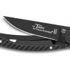 Couteau pliant Le Thiers Liner Lock Claude Dozorme acier noir manche façon carbone 10,5cm