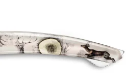 Couteau pliant Le Thiers Verrou Claude Dozorme manche bois de cerf 12cm