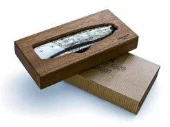 Couteau pliant LionSteel Opera acier damas manche 10cm + lacet