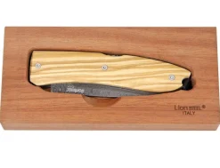 Couteau pliant LionSteel Opera acier damas manche 10cm + lacet