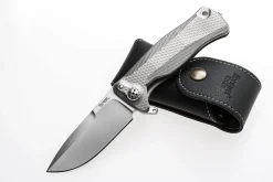 Couteau pliant LionSteel SR11 manche titanium 12cm pic brise-vitre + étui cuir