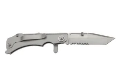 Couteau pliant multifonction Wildsteer W Pocket WPO02 lame semi-dentée manche acier 11,7cm avec brise-vitre et coupe-sangle