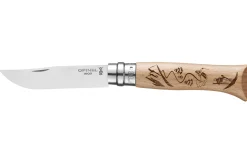 Couteau pliant Opinel Tradition Gravures Ski n°08 lame 8,5cm manche hêtre
