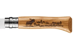 Couteau pliant Opinel Tradition Gravures Animalia Elan n°08 lame 8,5cm manche chêne