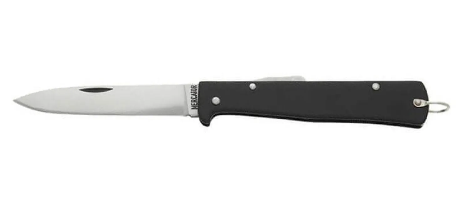 Couteau pliant OTTER Mercator lame acier carbone manche métal noir 11cm